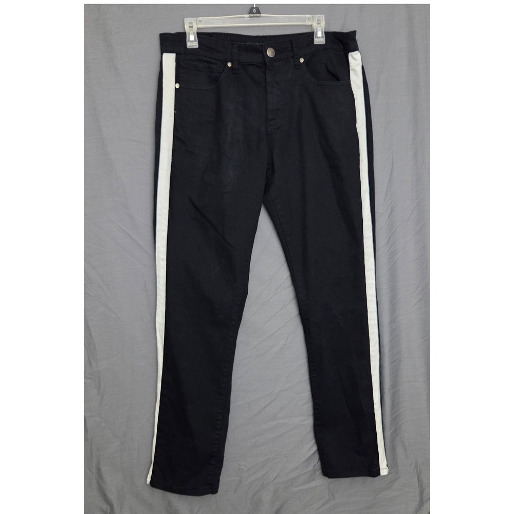 Ethanol Mens Black Jeans White Side Stripe Slim Fit Stretch 34x32 Streetwear